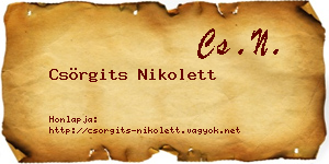 Csörgits Nikolett névjegykártya